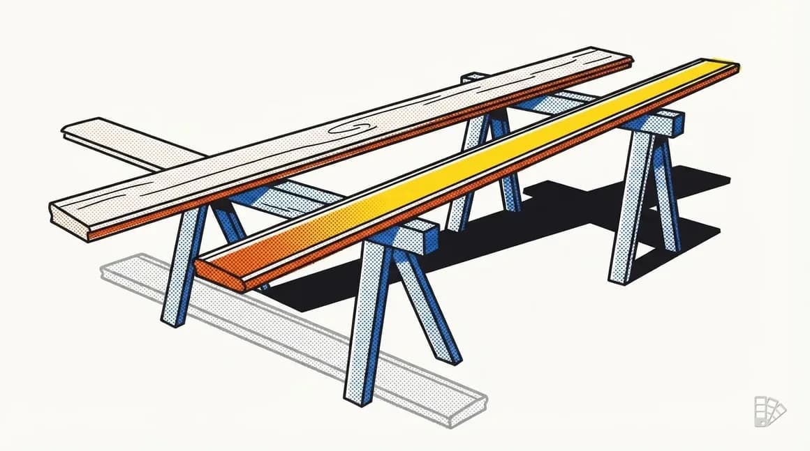 Pop-art illustration of two trim lengths with strong and mirror-like reflections