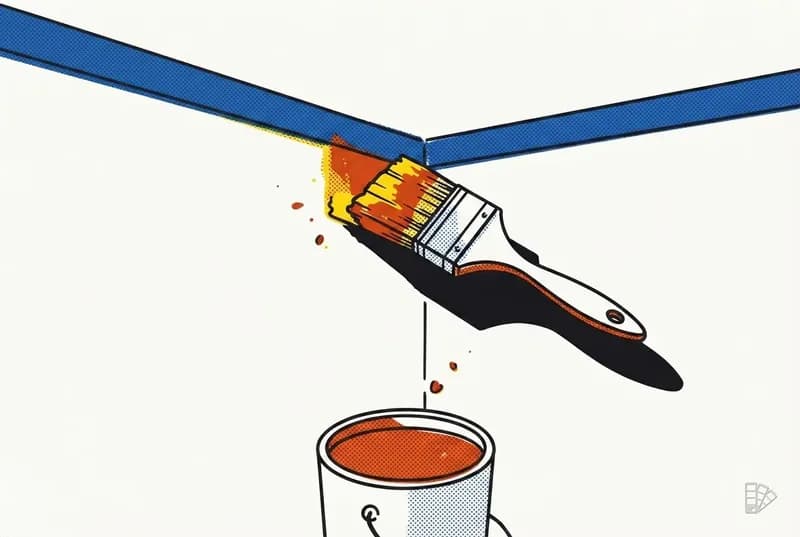 Pop-art vignette of an angled brush cutting in at the wall and ceiling line